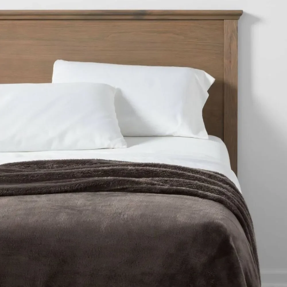 Full/Queen Microplush Bed Blanket Hot Coffee - Threshold